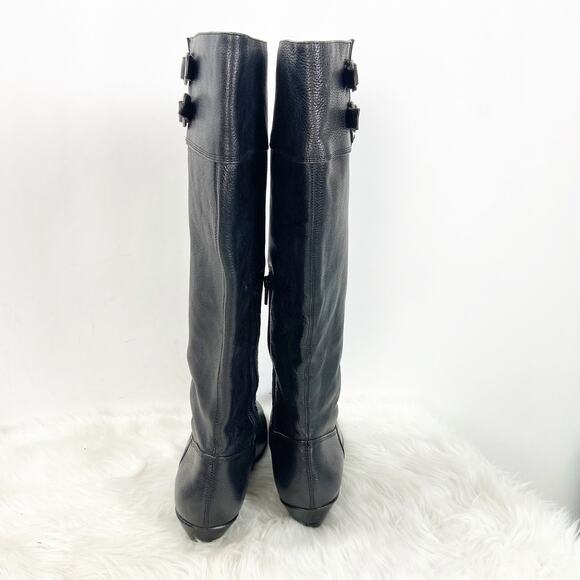 Arturo Chiang 7.5 M Womens Black Leather Side-zip Riding Boots - Picture 3 of 10